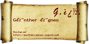 Günther Ágnes névjegykártya